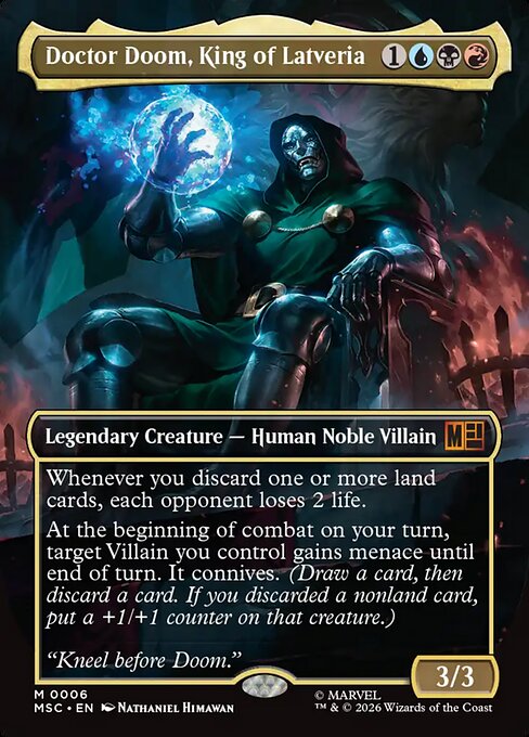 Doctor Doom, King of Latveria, a card from Magic: The Gathering: Marvel Super Heroes Commander