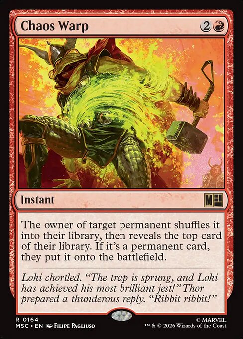 Chaos Warp, a Rare card from Magic: The Gathering: Marvel Super Heroes Commander