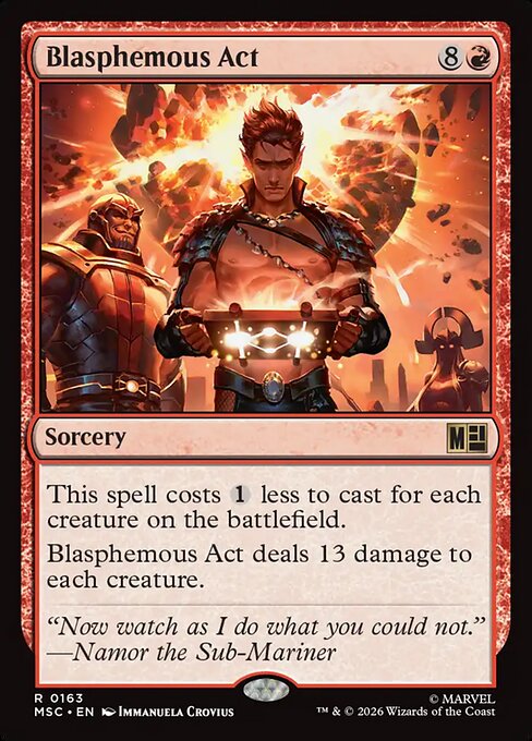 Blasphemous Act, a Rare card from Magic: The Gathering: Marvel Super Heroes Commander