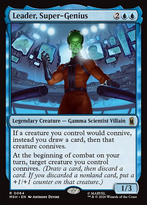 Leader, Super-Genius, a Rare card from Magic: The Gathering: Marvel Super Heroes