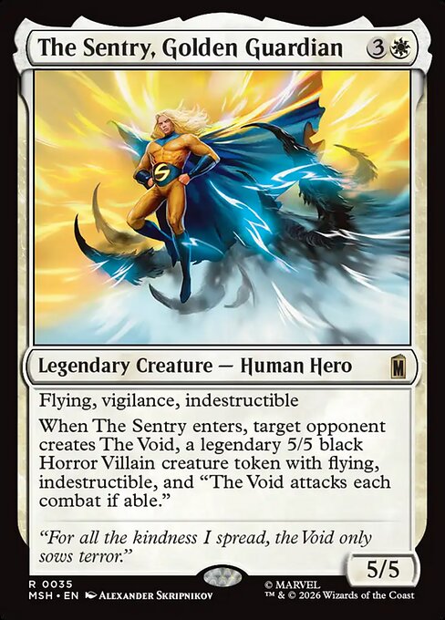 The Sentry, Golden Guardian, a Rare card from Magic: The Gathering: Marvel Super Heroes