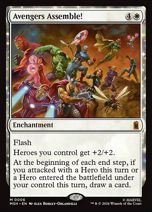 Avengers Assemble!, a Mythic card from Magic: The Gathering: Marvel Super Heroes