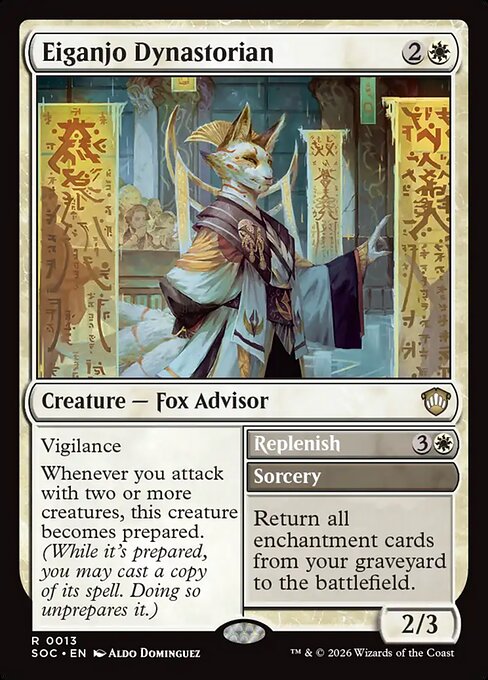 Eiganjo Dynastorian // Replenish, a Rare card from Magic: The Gathering: Secrets of Strixhaven Commander