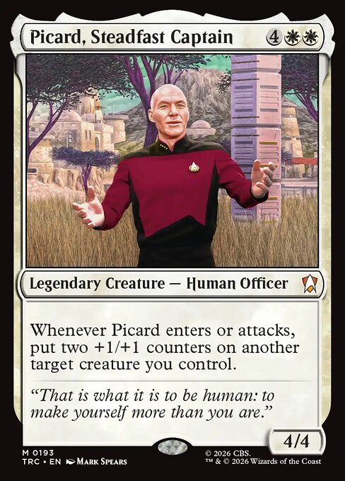 Picard, Steadfast Captain, a Mythic, legendary card from Magic: The Gathering: Star Trek Commander