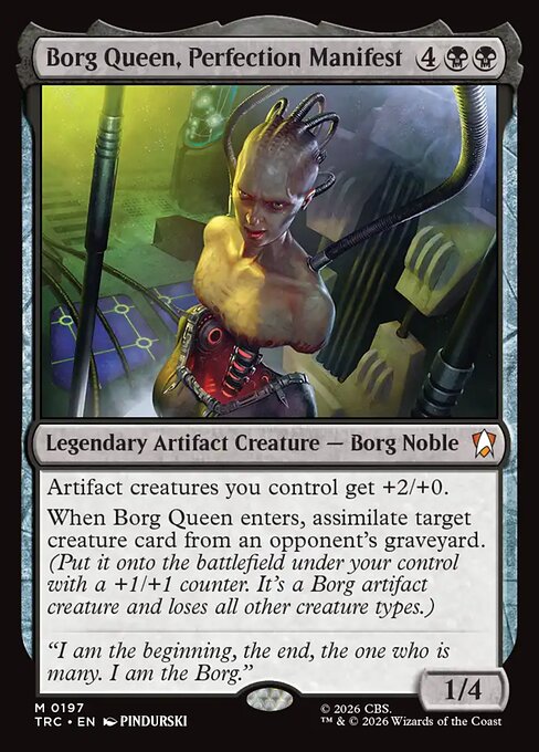 Borg Queen, Perfection Manifest, a Mythic, legendary card from Magic: The Gathering: Star Trek Commander