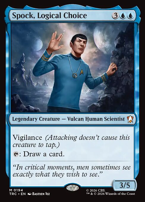 Spock, Logical Choice, a Mythic, legendary card from Magic: The Gathering: Star Trek Commander