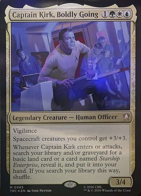 Captain Kirk, Boldly Going, a Mythic, legendary card from Magic: The Gathering: Star Trek Commander