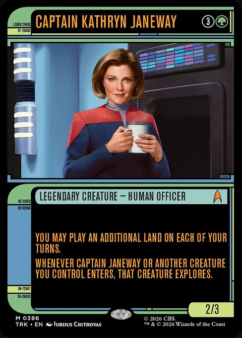 Captain Kathryn Janeway, a Mythic card from Magic: The Gathering: Star Trek