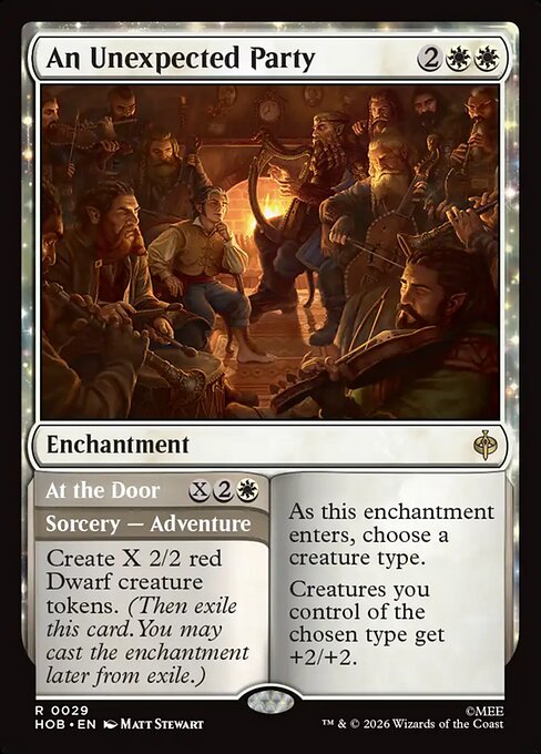 An Unexpected Party // At the Door, a Rare card from Magic: The Gathering: The Hobbit