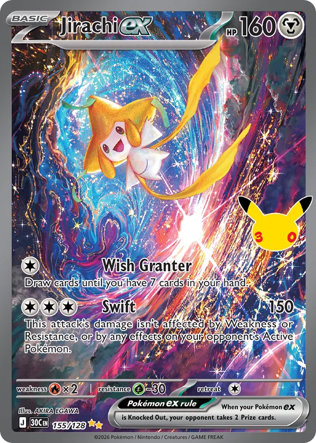 Jirachi ex, a card from Pokemon TCG: 30th Celebration